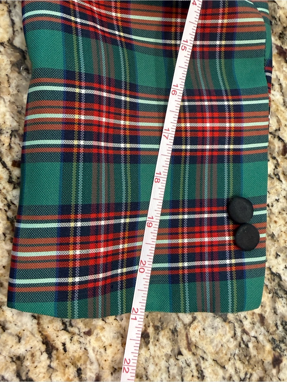 Preppy Green Red Tartan Plaid blazer jacket lined split hem SZ M - Picture 9 of 11